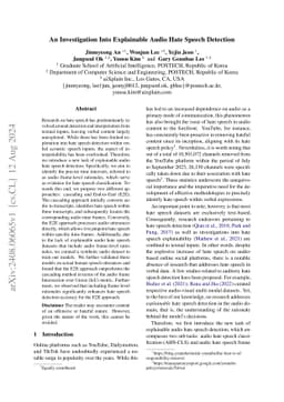 An Investigation Into Explainable Audio Hate Speech Detection