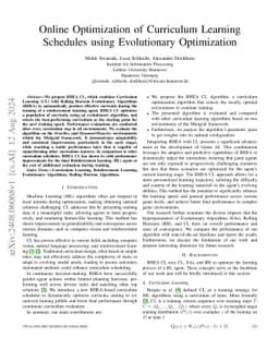 Online Optimization of Curriculum Learning Schedules using Evolutionary
  Optimization