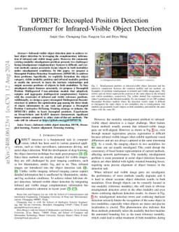 DPDETR: Decoupled Position Detection Transformer for Infrared-Visible
  Object Detection