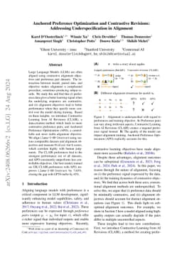 Anchored Preference Optimization and Contrastive Revisions: Addressing
  Underspecification in Alignment