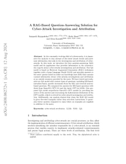 A RAG-Based Question-Answering Solution for Cyber-Attack Investigation
  and Attribution