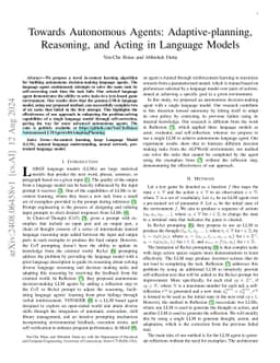 Towards Autonomous Agents: Adaptive-planning, Reasoning, and Acting in
  Language Models