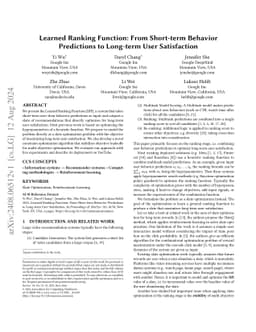 Learned Ranking Function: From Short-term Behavior Predictions to
  Long-term User Satisfaction