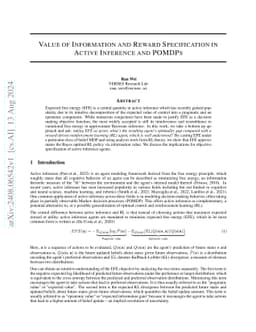 Value of Information and Reward Specification in Active Inference and
  POMDPs
