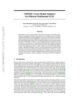 CROME: Cross-Modal Adapters for Efficient Multimodal LLM