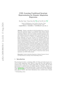 COD: Learning Conditional Invariant Representation for Domain Adaptation
  Regression