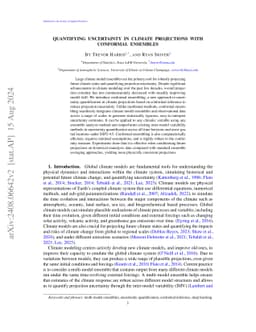 Quantifying uncertainty in climate projections with conformal ensembles