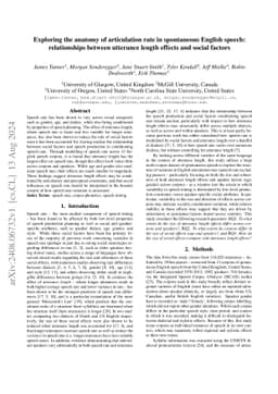 Exploring the anatomy of articulation rate in spontaneous English
  speech: relationships between utterance length effects and social factors