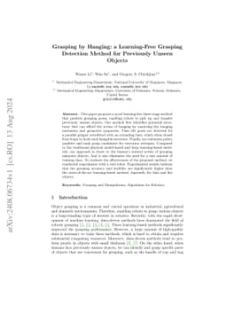 Grasping by Hanging: a Learning-Free Grasping Detection Method for
  Previously Unseen Objects