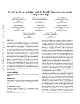 On a Scale-Invariant Approach to Bundle Recommendations in Candy Crush
  Saga