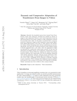 Dynamic and Compressive Adaptation of Transformers From Images to Videos