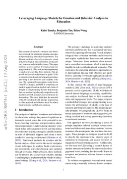 Leveraging Language Models for Emotion and Behavior Analysis in
  Education