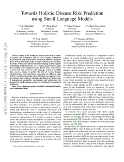 Towards Holistic Disease Risk Prediction using Small Language Models