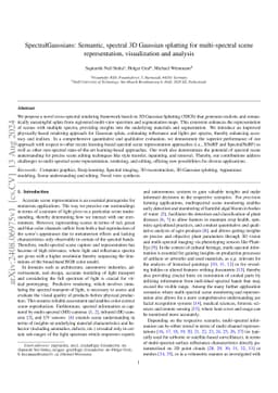 SpectralGaussians: Semantic, spectral 3D Gaussian splatting for
  multi-spectral scene representation, visualization and analysis