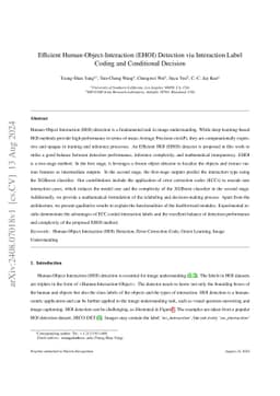 Efficient Human-Object-Interaction (EHOI) Detection via Interaction
  Label Coding and Conditional Decision