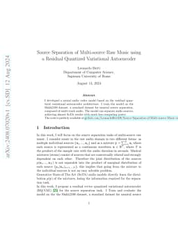 Source Separation of Multi-source Raw Music using a Residual Quantized
  Variational Autoencoder