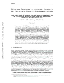 Diversity Empowers Intelligence: Integrating Expertise of Software
  Engineering Agents