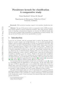 Persistence kernels for classification: A comparative study