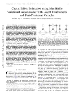 Causal Effect Estimation using identifiable Variational AutoEncoder with
  Latent Confounders and Post-Treatment Variables