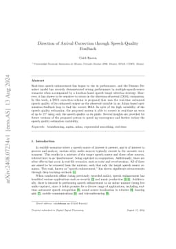 Direction of Arrival Correction through Speech Quality Feedback
