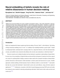 Neural embedding of beliefs reveals the role of relative dissonance in human decision-making