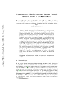 Eavesdropping Mobile Apps and Actions through Wireless Traffic in the
  Open World