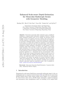 Enhanced Scale-aware Depth Estimation for Monocular Endoscopic Scenes
  with Geometric Modeling