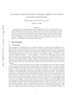 A systematic dataset generation technique applied to data-driven
  automotive aerodynamics