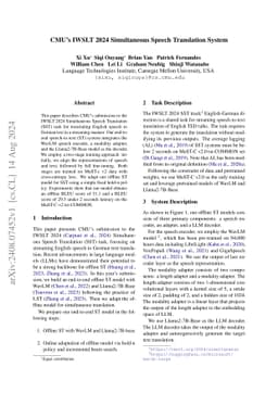 CMU's IWSLT 2024 Simultaneous Speech Translation System