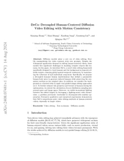 DeCo: Decoupled Human-Centered Diffusion Video Editing with Motion
  Consistency