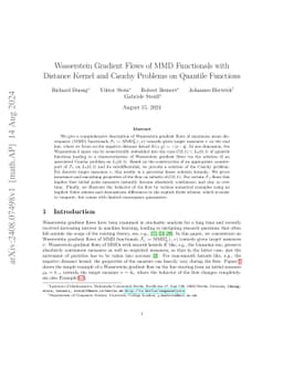 Wasserstein Gradient Flows of MMD Functionals with Distance Kernel and
  Cauchy Problems on Quantile Functions