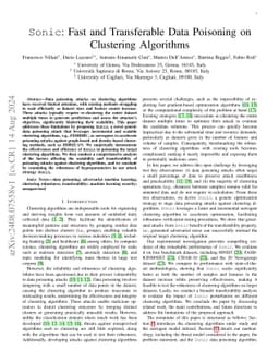 Sonic: Fast and Transferable Data Poisoning on Clustering Algorithms