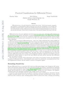 Practical Considerations for Differential Privacy
