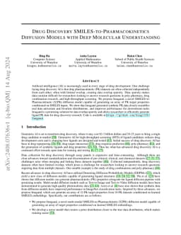 Drug Discovery SMILES-to-Pharmacokinetics Diffusion Models with Deep
  Molecular Understanding