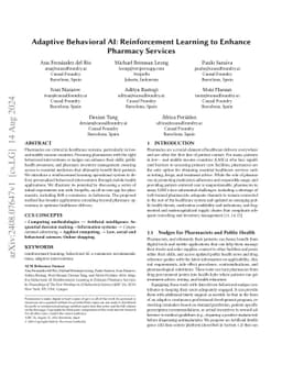 Adaptive Behavioral AI: Reinforcement Learning to Enhance Pharmacy
  Services