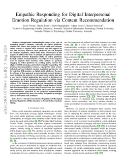 Empathic Responding for Digital Interpersonal Emotion Regulation via
  Content Recommendation