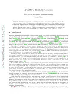 A Guide to Similarity Measures