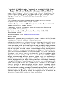 MyoGestic: EMG Interfacing Framework for Decoding Multiple Spared
  Degrees of Freedom of the Hand in Individuals with Neural Lesions