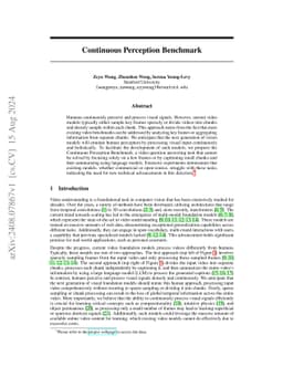 Continuous Perception Benchmark