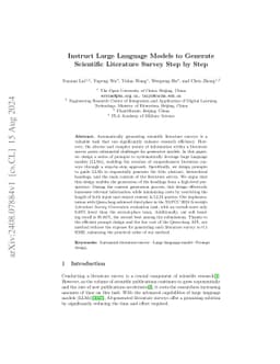 Instruct Large Language Models to Generate Scientific Literature Survey
  Step by Step