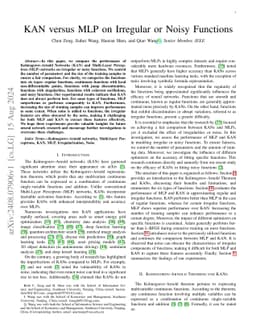 KAN versus MLP on Irregular or Noisy Functions