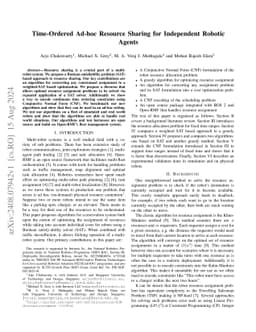 Time-Ordered Ad-hoc Resource Sharing for Independent Robotic Agents
