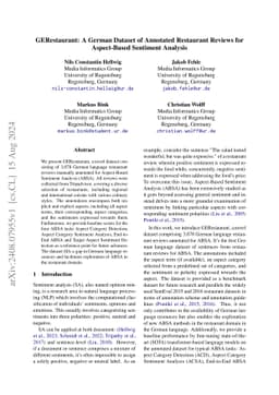 GERestaurant: A German Dataset of Annotated Restaurant Reviews for
  Aspect-Based Sentiment Analysis