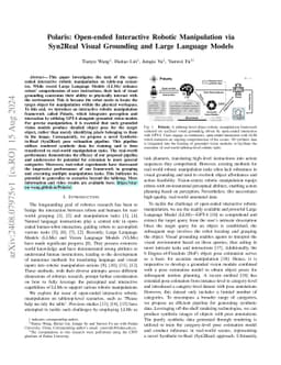 Polaris: Open-ended Interactive Robotic Manipulation via Syn2Real Visual
  Grounding and Large Language Models