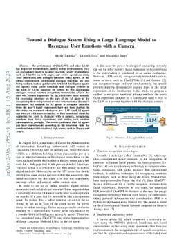 Toward a Dialogue System Using a Large Language Model to Recognize User Emotions with a Camera