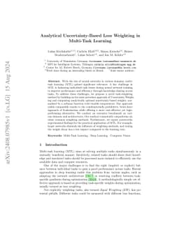 Analytical Uncertainty-Based Loss Weighting in Multi-Task Learning
