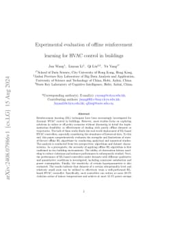 Experimental evaluation of offline reinforcement learning for HVAC
  control in buildings