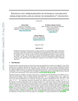 Eigenvalues approximation of integral covariance operators with
  applications to weighted $L^2$ statistics