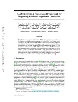 RAGChecker: A Fine-grained Framework for Diagnosing Retrieval-Augmented
  Generation