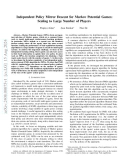 Independent Policy Mirror Descent for Markov Potential Games: Scaling to
  Large Number of Players